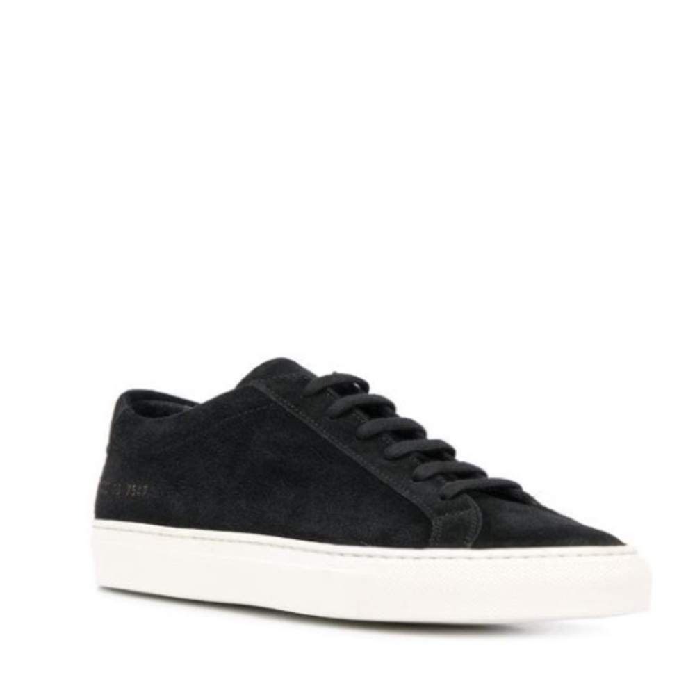 Black suede common project sneakers